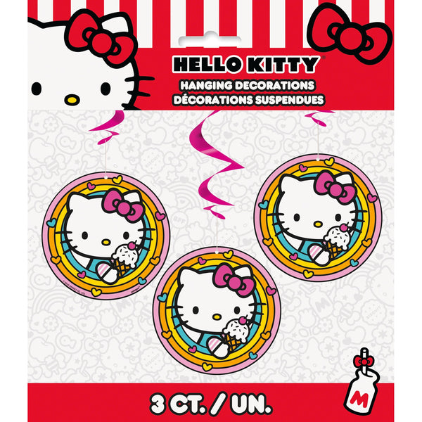 Hanging Swirl Decorations - Hello Kitty, 3 Count