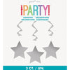 Hanging Swirl Decorations with Silver Stars – 26" 3-Pack
