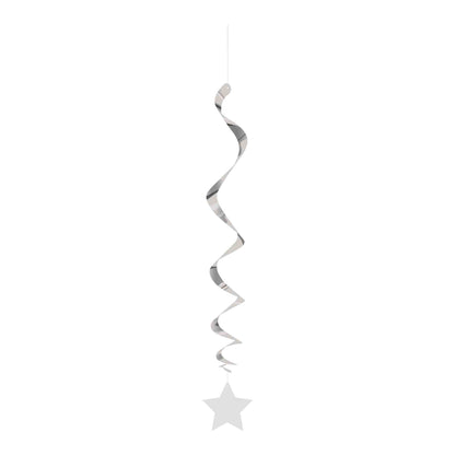 Hanging Swirl Decorations with Silver Stars – 26" 3-Pack