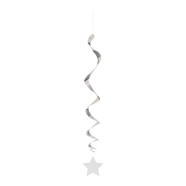 Hanging Swirl Decorations with Silver Stars – 26" 3-Pack
