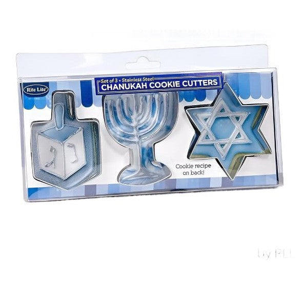 Chanukah Cookie Cutters,S/S, 3 Shapes, 8" X 4" Gift Box