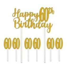 Happy "60th" Birthday Cake Topper