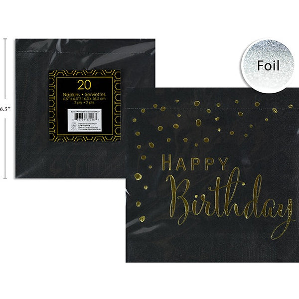 Happy Birthday Black & Gold Napkins