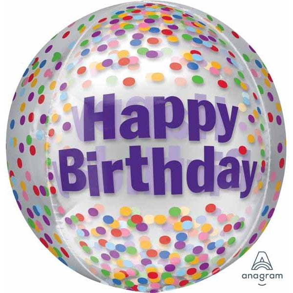 Happy Birthday Funfetti Orbz 16"
