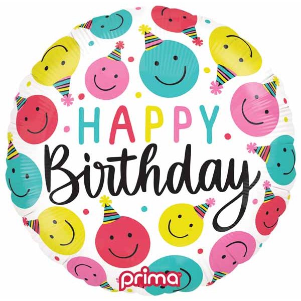 Happy Birthday Smiley Foil Balloon 18"