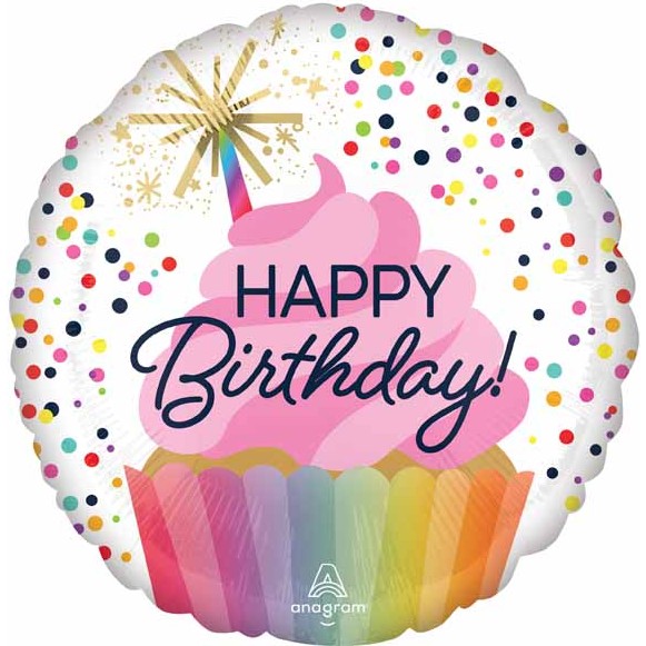 Happy Birthday Sprinkle Cupcake 18" Balloon