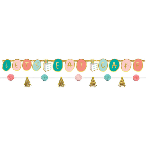Happy Bright Birthday Let's Eat Cake Banner