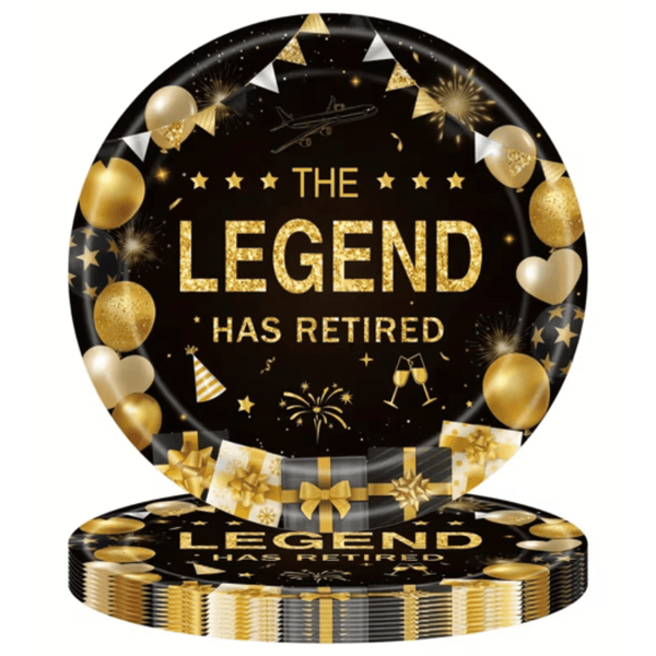 Happy Retirement "The Legend Has Retired" 7" Dessert Plates, 24 Count