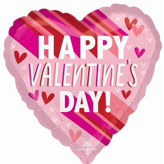 Happy Valentine's Day Striped 18" Foil Balloon