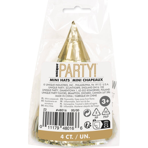 Hat - Party, Gold Fringe, 4 Count
