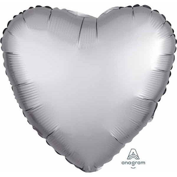 Heart-Shaped 18" Platinum Satin Luxe Balloon