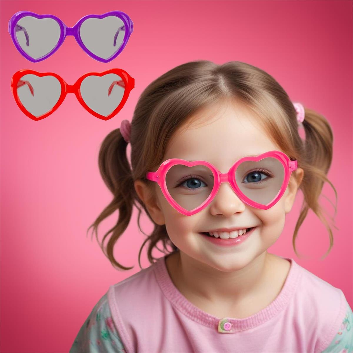 Heart-Shaped Plastic Glasses, Pack of 6