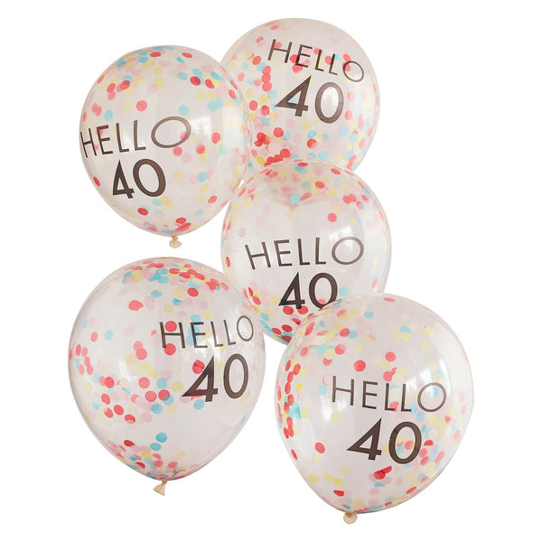 Hello 40 Birthday Balloons