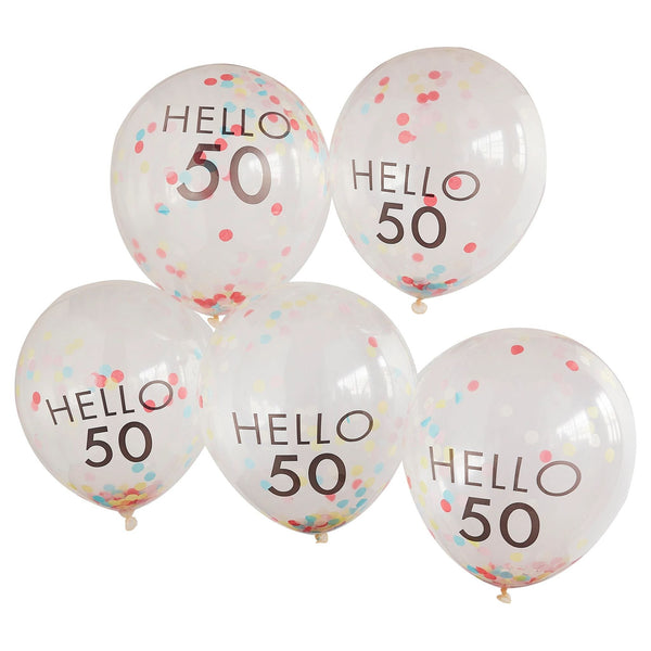 Hello 50 Birthday Balloons