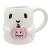 Hoot Hween Ceramic White Ghost Mug with Pumpkin 16oz