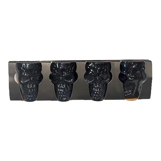 Hoot Hween Skeleton Shot Glasses 4pk Black