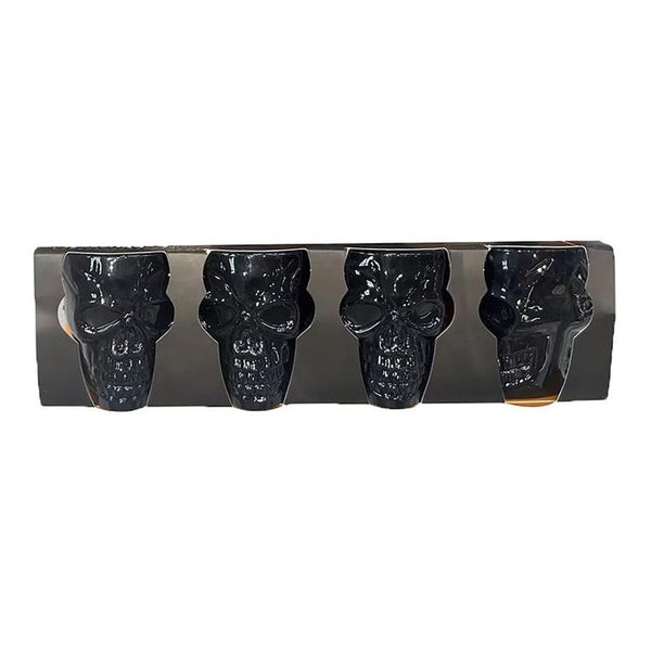 Hoot Hween Skeleton Shot Glasses 4pk Black