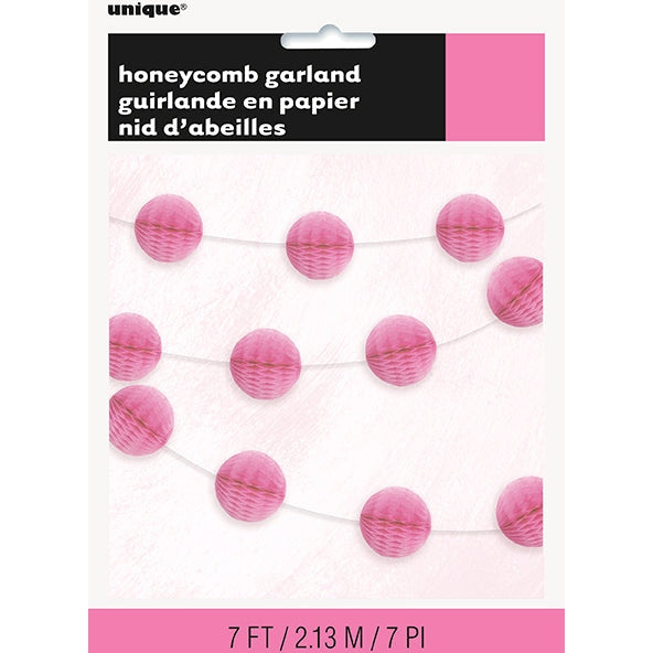 Hot Pink Honeycomb Ball Garland – 7ft