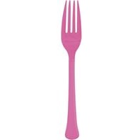 Hot Pink Solid Premium Plastic Forks, 20 Count