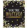 Invitations - Birthday, Black and Gold, 4" x 5"
