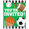 Invitations - Birthday, Green, All Star, 4" x 5"