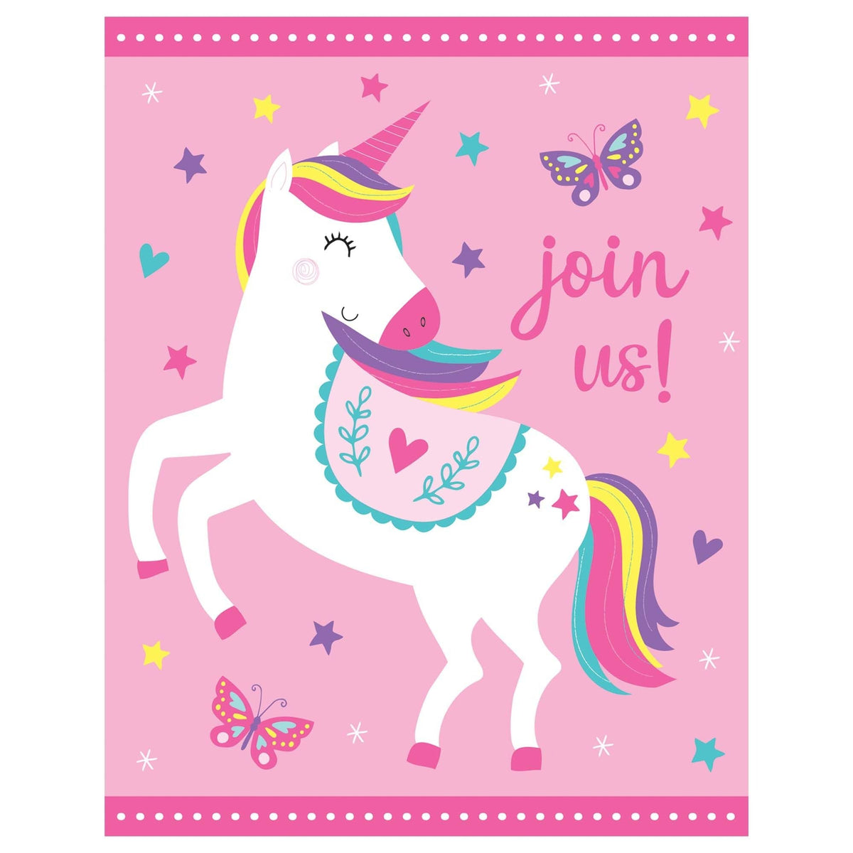 Invitations - Unicorn Birthday, 4" x 5", 8 Count