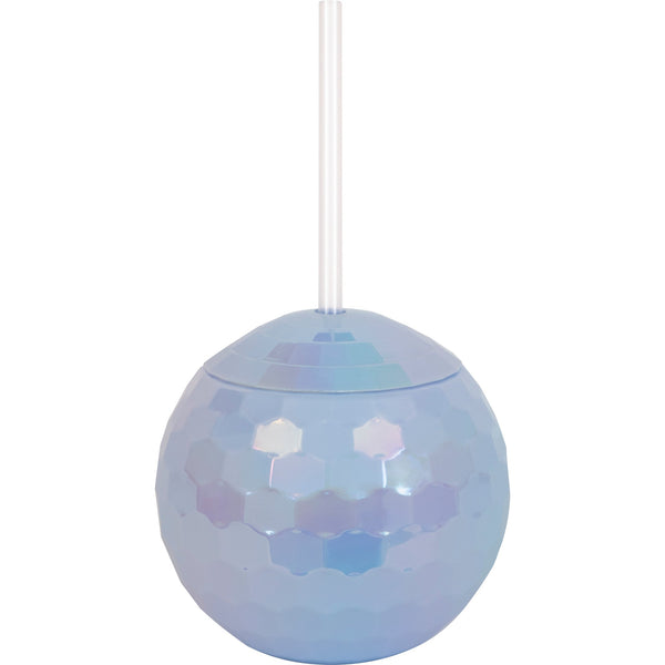 Iridescent Disco Ball Cup with Straw