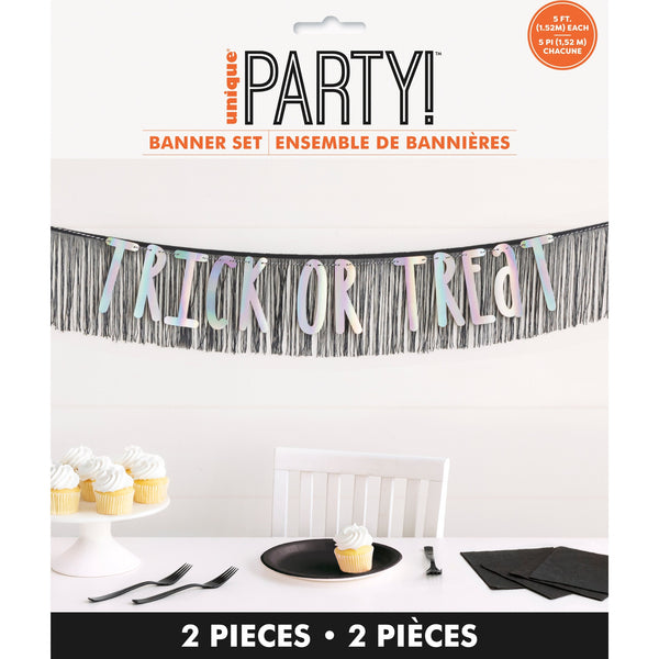 Iridescent Foil Trick or Treat Garland, 2 Pieces - 5 ft each