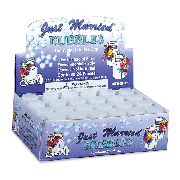 Just Married Party Bubbles, 24 Count