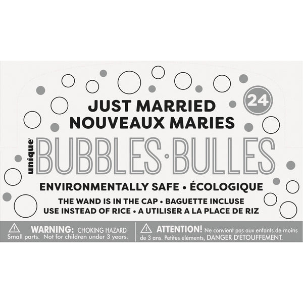 Just Married Party Bubbles, 24 Count
