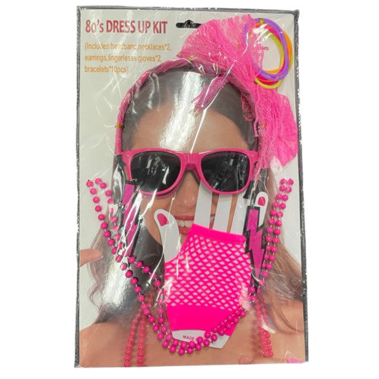 Neon Pink 80s Dress Up Kit