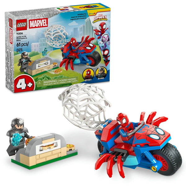 LEGO Spidey on His Motorcycle Vs. Rhino