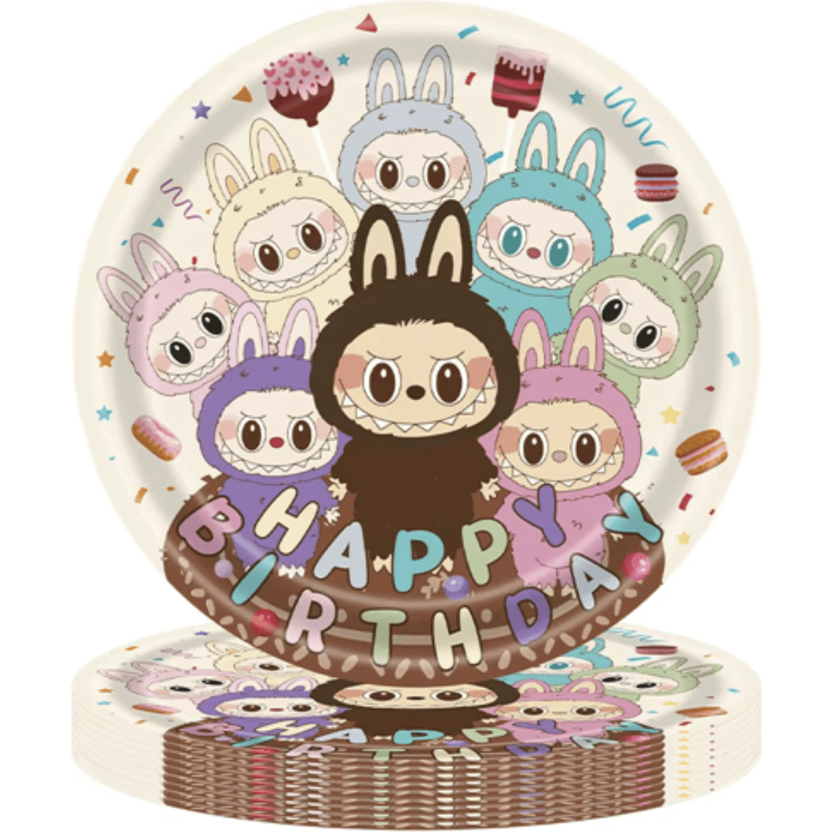 Lafufu Happy Birthday 9" Dinner Plates, 24 Count