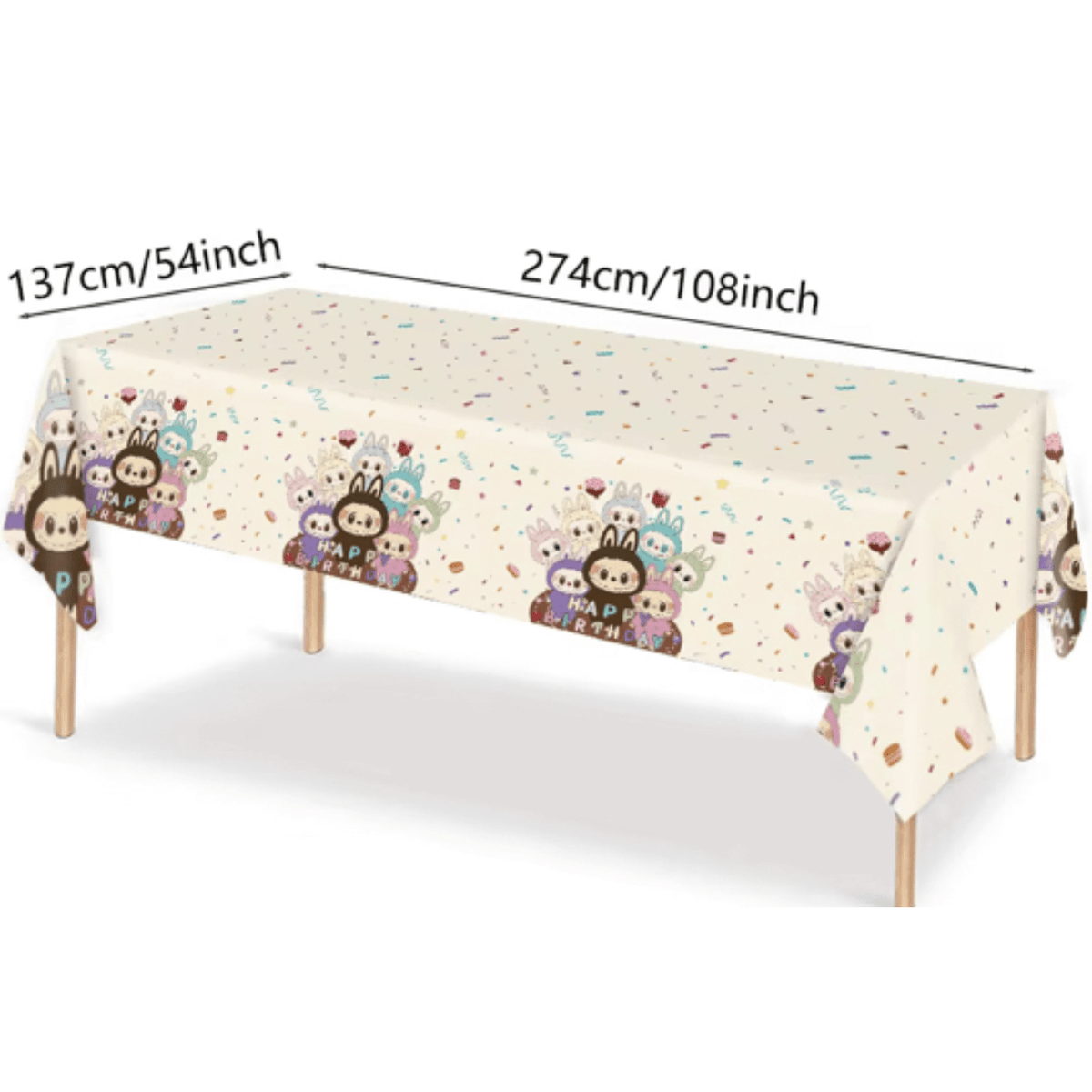 Lafufu Happy Birthday Rectangular Plastic Table Cover