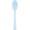 Light Blue Premium Solid Plastic Spoons, 20 Count