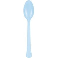 Light Blue Premium Solid Plastic Spoons, 20 Count