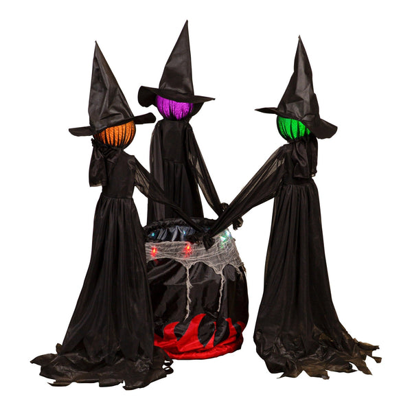 Lighted Trio of Witches with Cauldron