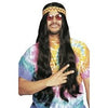 Long Hippie Wig Black & Retro Headband
