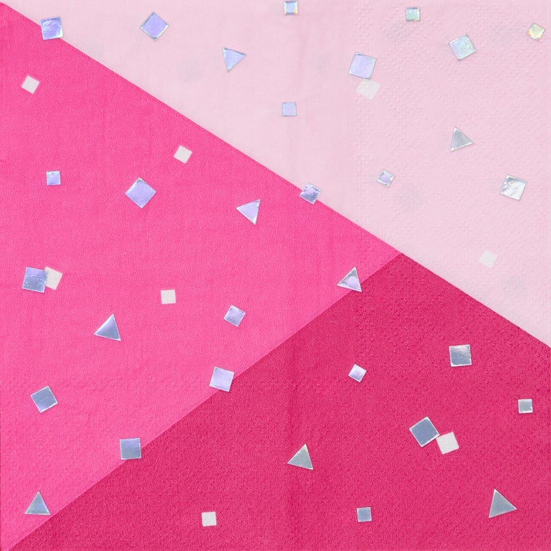 Lunch Napkins 16 Count 2 Piece Foil Pink