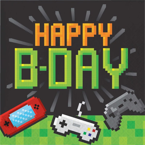 Lunch Napkins 16 Count 2 Piece Gaming Party Happy Birthday