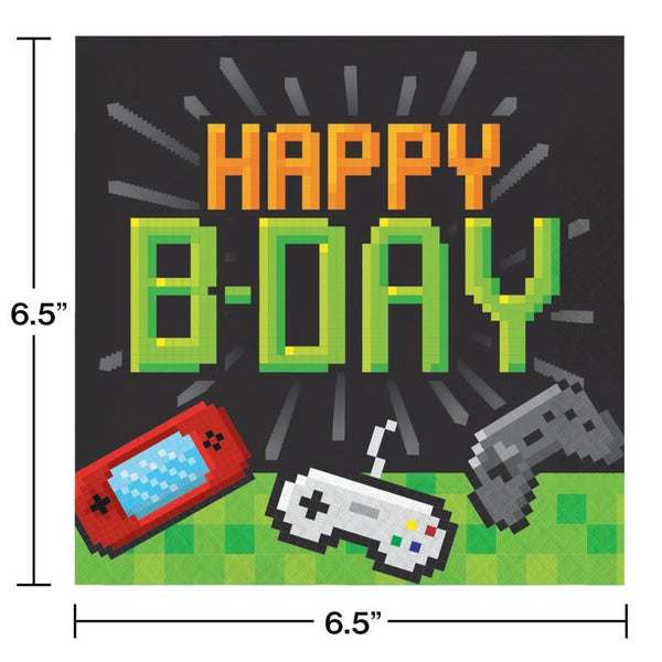 Lunch Napkins 16 Count 2 Piece Gaming Party Happy Birthday