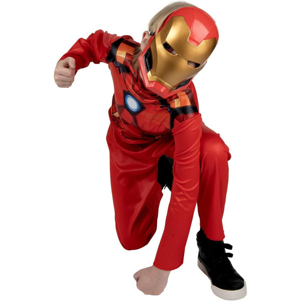 Marvel's Official Iron Man Halloween Costume For Kids, Size Small - Poly Jersey Jumpsuit with 3D Molded Half Mask