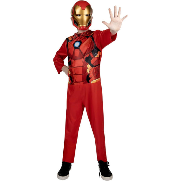 Marvel's Official Iron Man Halloween Costume For Kids, Size Small - Poly Jersey Jumpsuit with 3D Molded Half Mask