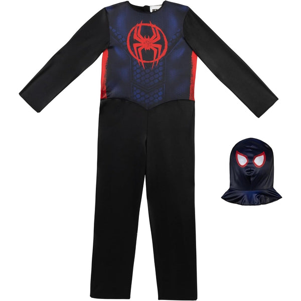 Marvel's Official Miles Morales Halloween Costume Poly Jersey Jumpsuit with Fabric Mask