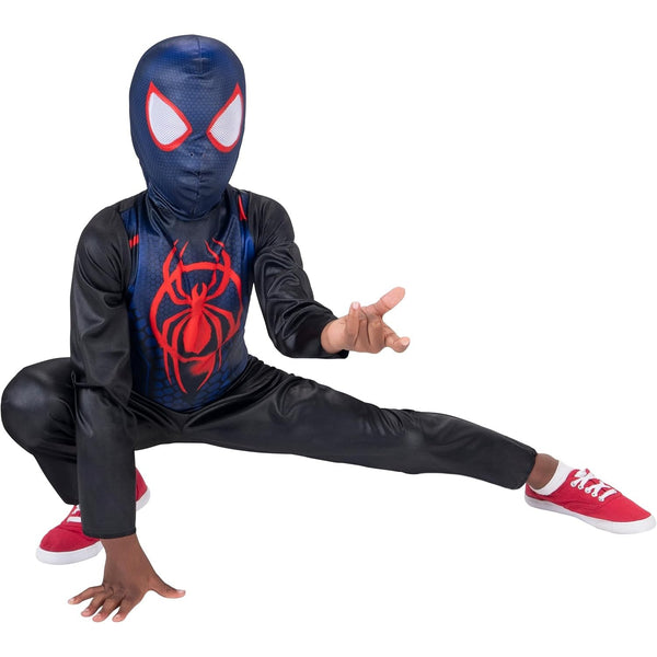 Marvel's Official Miles Morales Halloween Costume Poly Jersey Jumpsuit with Fabric Mask