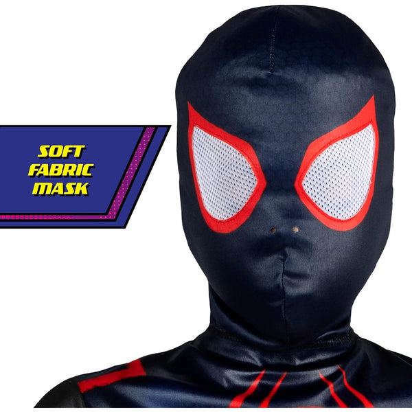 Marvel's Official Miles Morales Halloween Costume Poly Jersey Jumpsuit with Fabric Mask