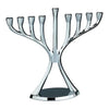 Menorah, Modern, Aluminum, Chrome Finish, 9" X 9"