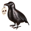 Metal Crow Statuary with Skull
