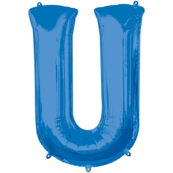 Metallic Balloon - Jumbo Letter Blue U