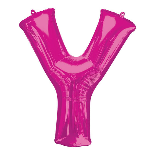 Metallic Balloon - Jumbo Letter Pink Y